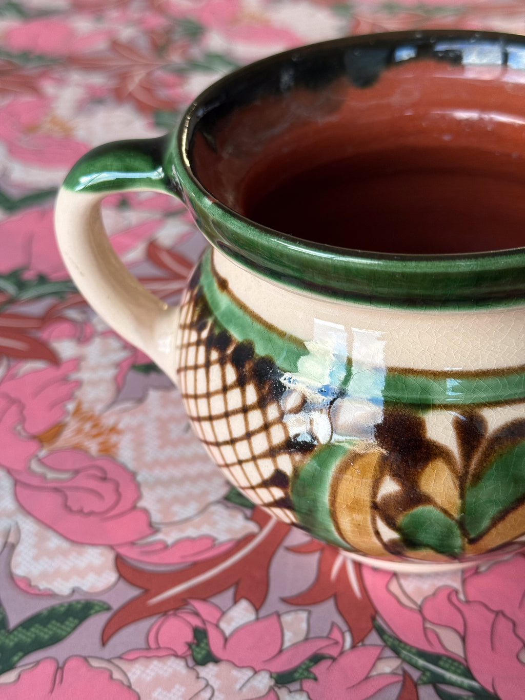 Vintage, hand-painted ceramic pot