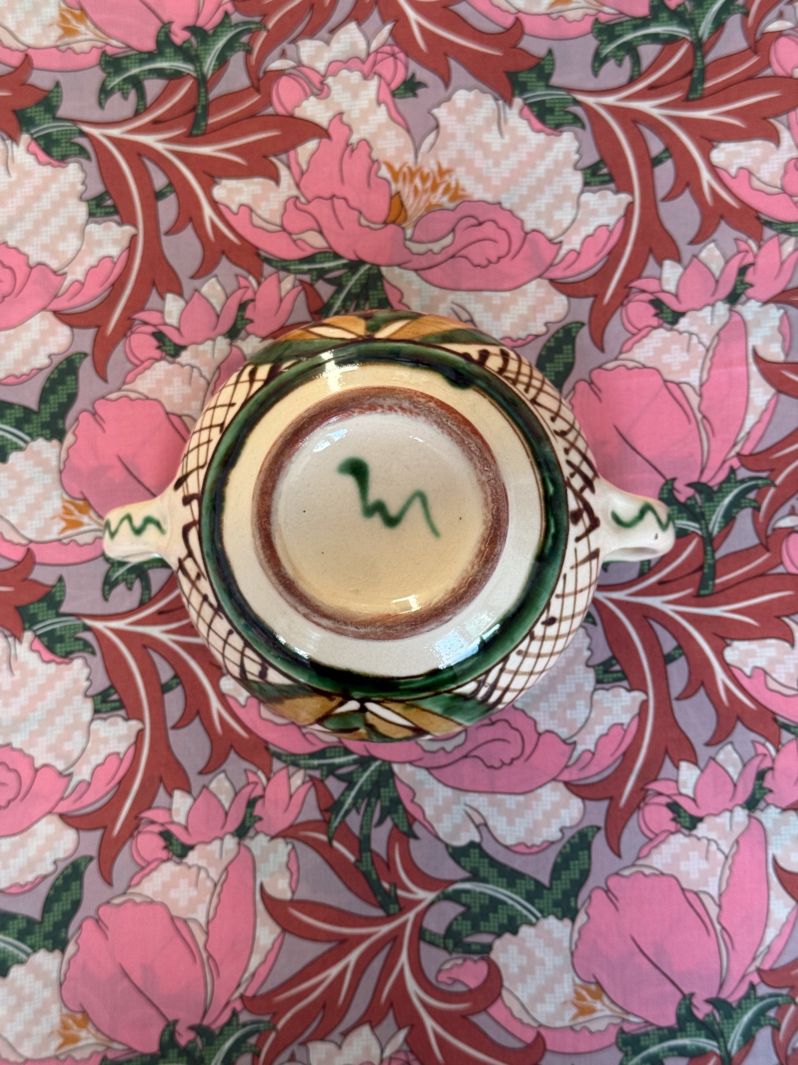 Vintage, hand-painted ceramic pot