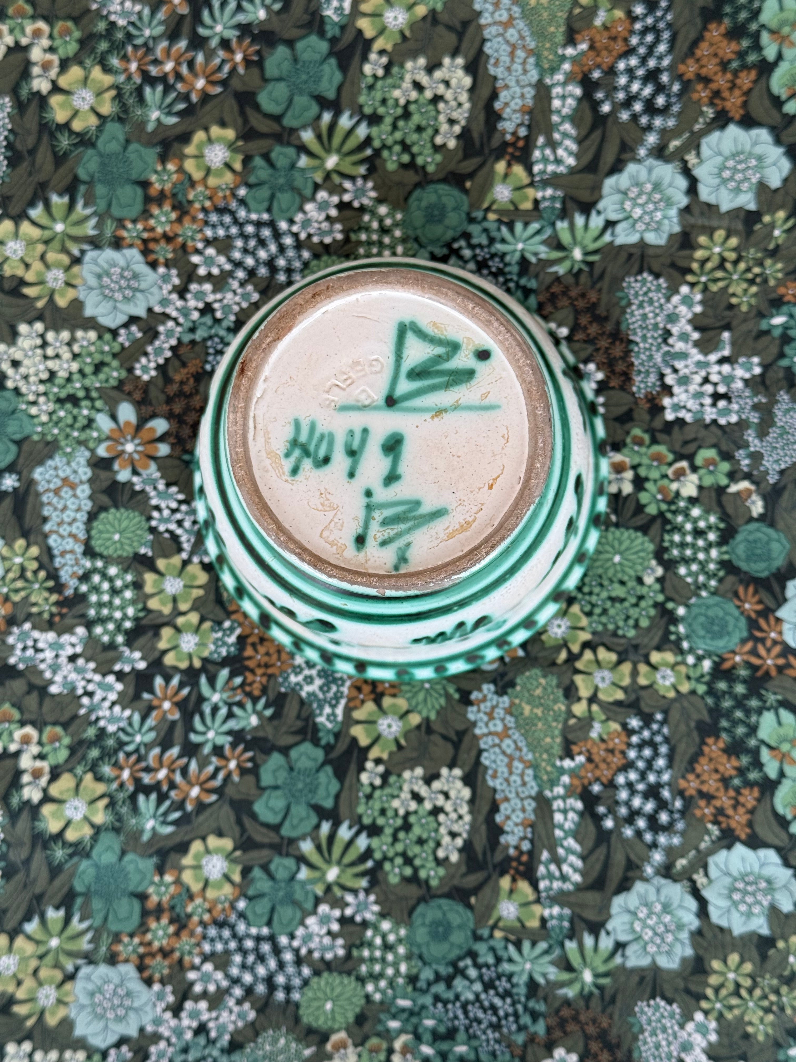 A hand-painted ceramic pot, Gefle by Eva Jancke Björk.