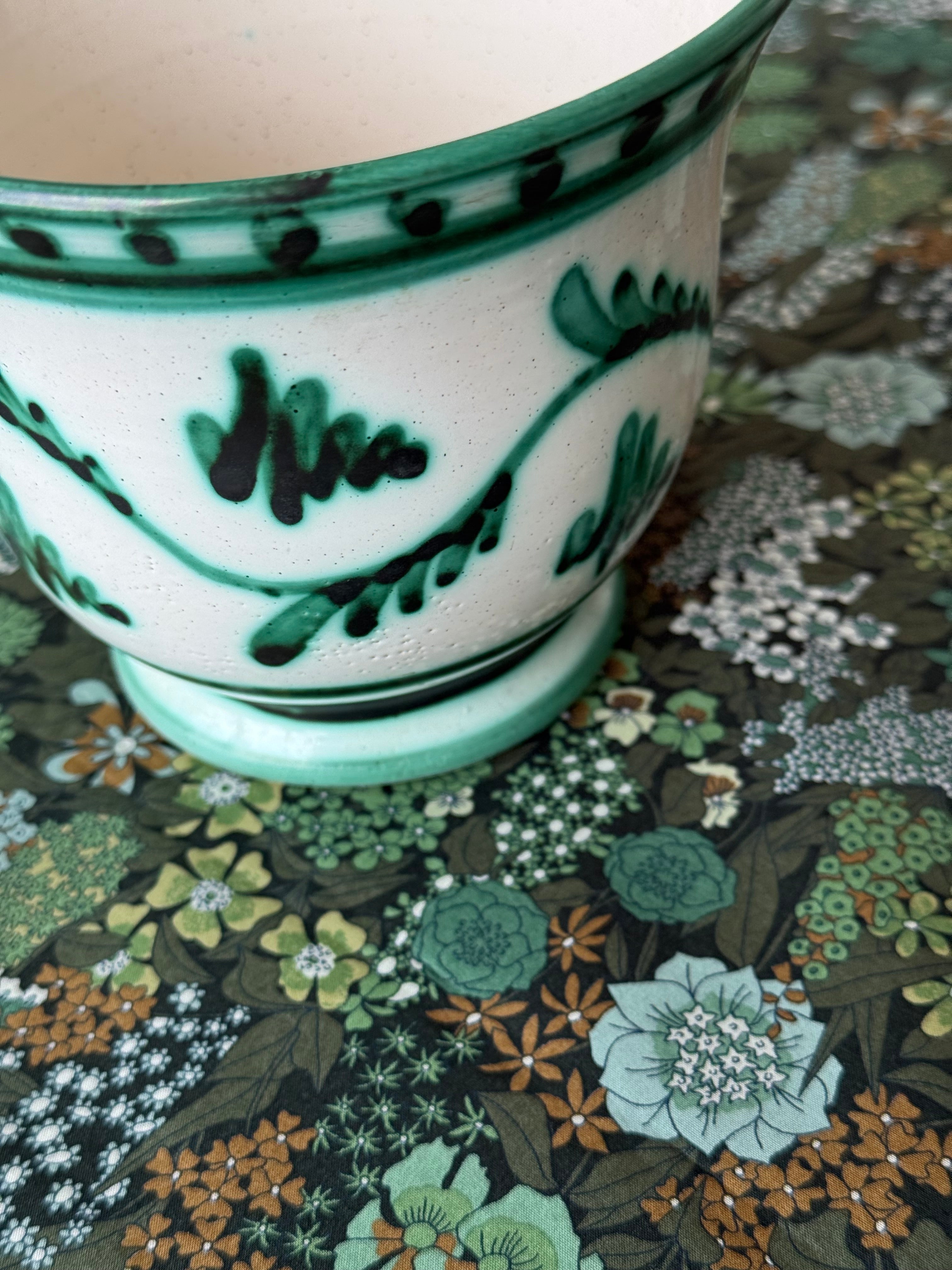 A hand-painted ceramic pot, Gefle by Eva Jancke Björk.