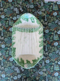 Vintage, French majolica asparagus serving dish