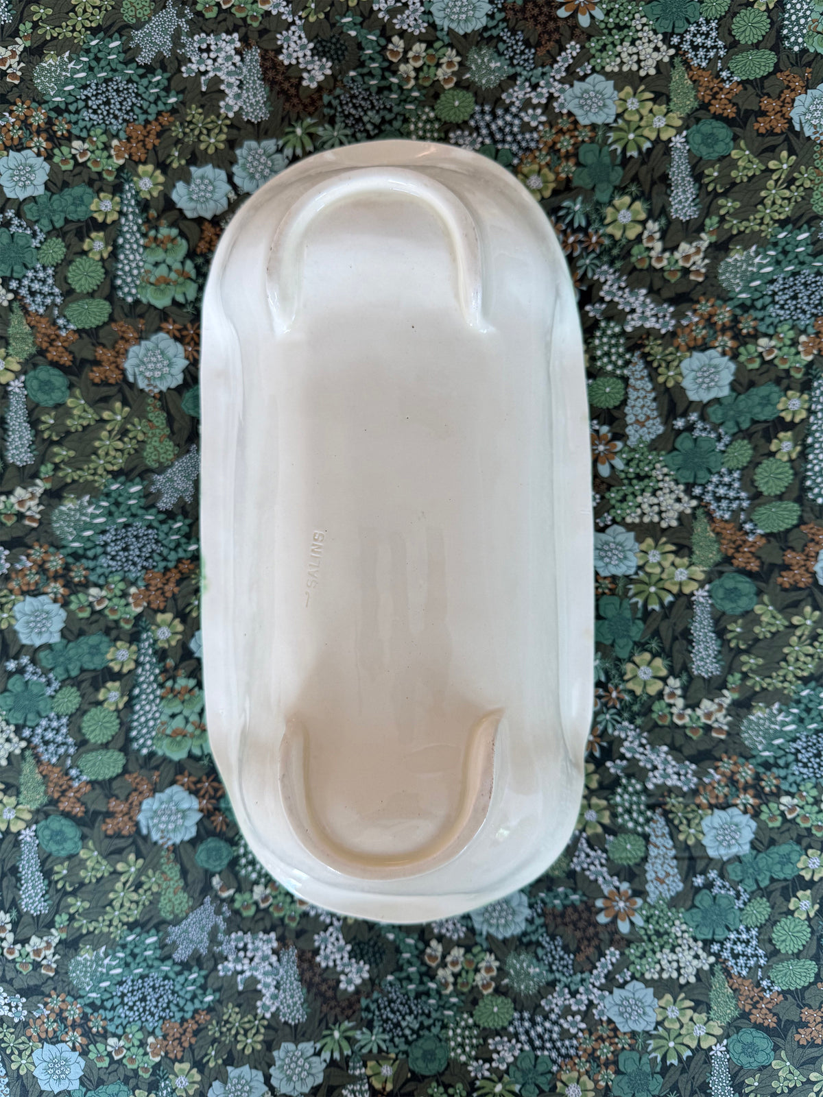 Vintage, French majolica asparagus serving dish