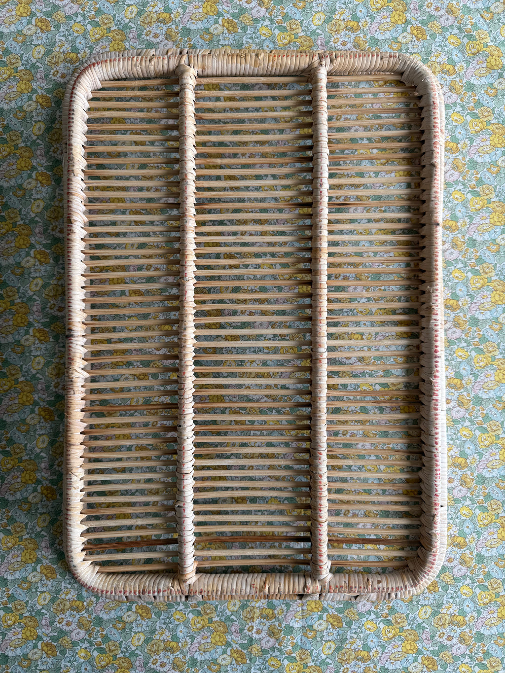 Vintage rattan serving tray