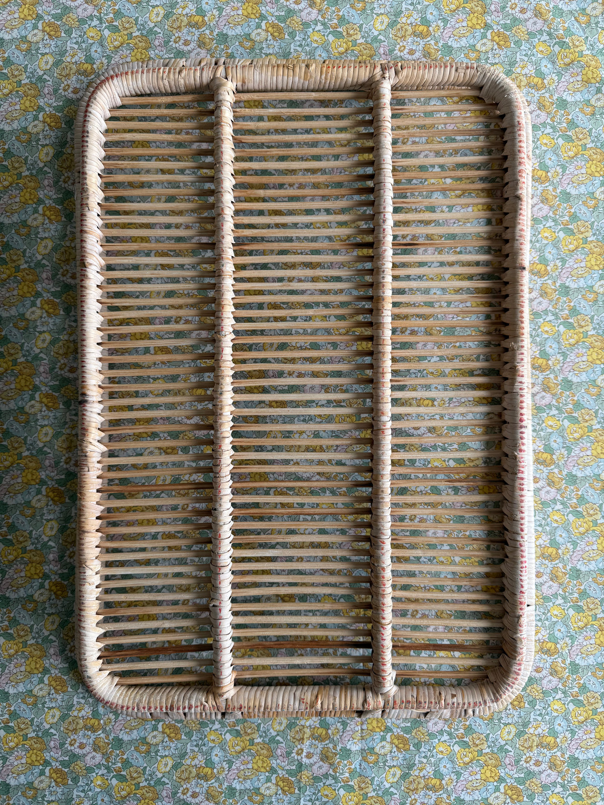 Vintage rattan serving tray