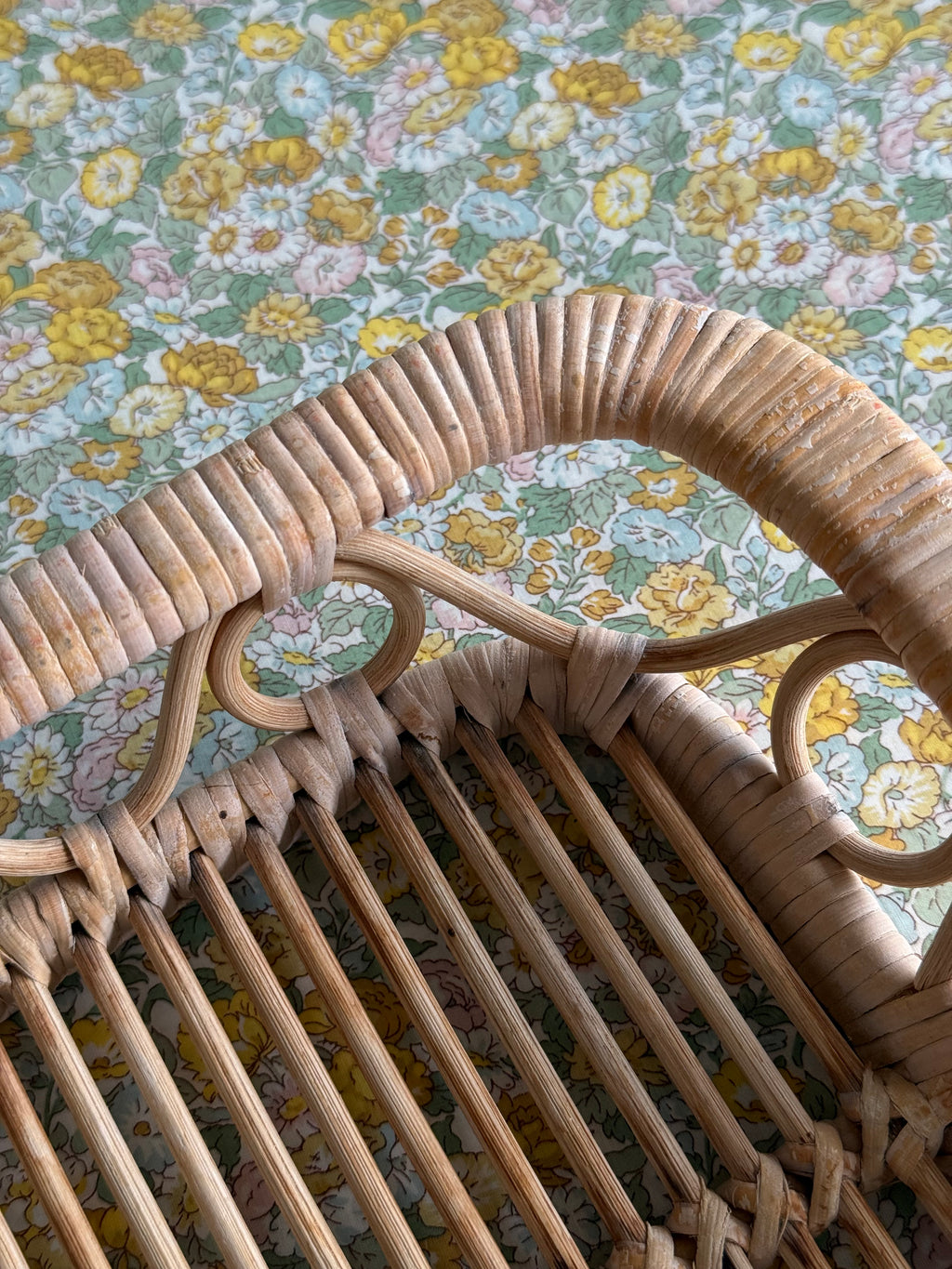 Vintage rattan serving tray