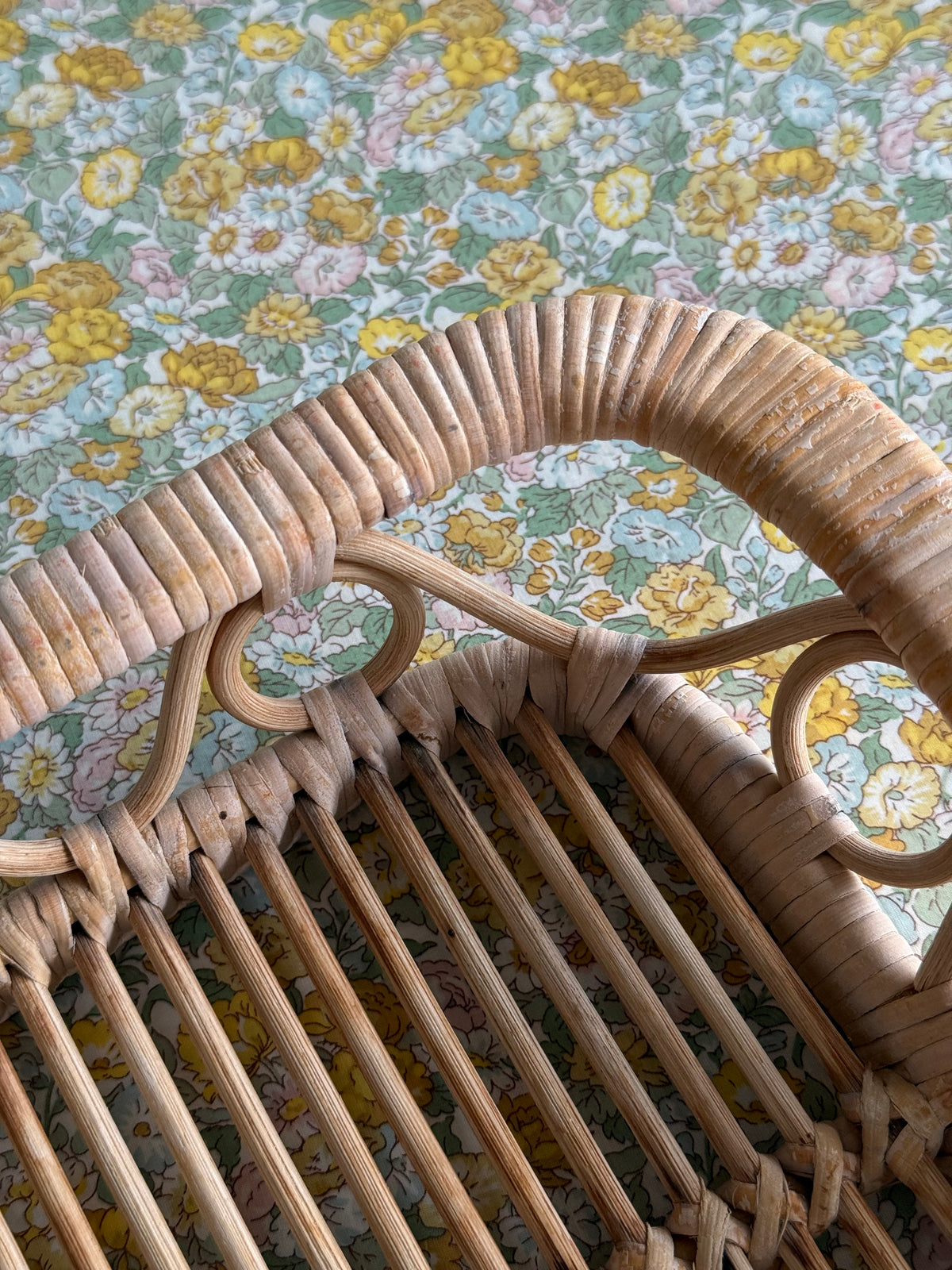 Vintage rattan serving tray
